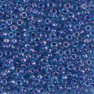 Miyuki Rocailles 8-1827 sparkling amethyst lined light blue 9.9g