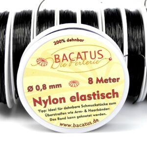 Elastico in nylon • nero • 0,8 mm • 1 rotolo