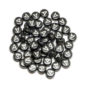 A letter beads black plastic 7×4 mm