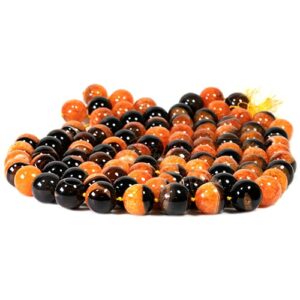 Agate balls glossy orange black approx. 18 mm, 1 strand