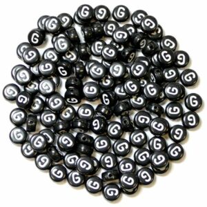 G letter beads black plastic 7×4 mm