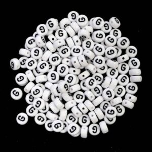 G letter beads white plastic 7×4 mm