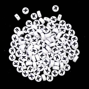 K letter beads white plastic 7×4 mm