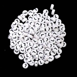 L letter beads white plastic 7×4 mm