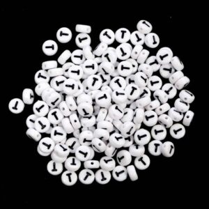 T letter beads white plastic 7×4 mm