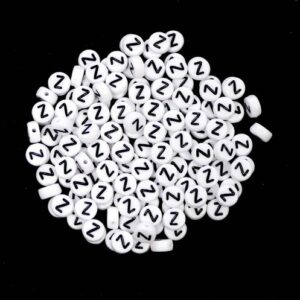 Z letter beads white plastic 7×4 mm