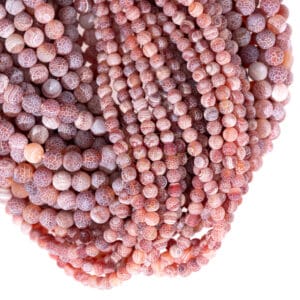 Perles d’agate craquelée rouge orangé 4-12mm, 1 rang
