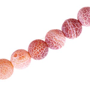 Agate beads cracked orange red plain round , 1 strand