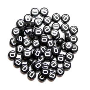 Perles lettre D plastique noir 7×4 mm