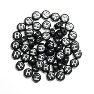 Perles lettre H plastique noir 7×4 mm