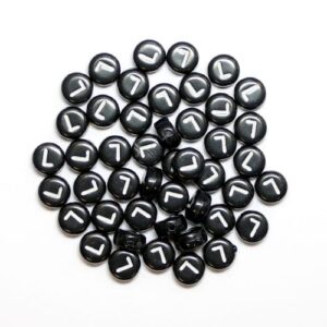 L letter beads black plastic 7×4 mm
