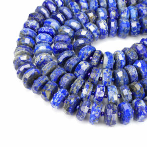 Lapis lazuli rondelle faceted 7 x 15 mm, 1 strand