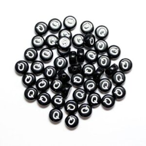 Q letter beads black plastic 7×4 mm