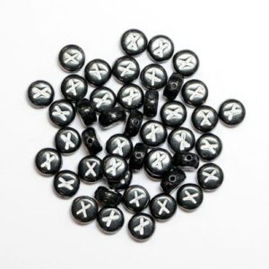 Perles lettre X plastique noir 7×4 mm