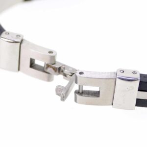 Bracelet acier inoxydable bijoux homme argent-noir 21,5 cm