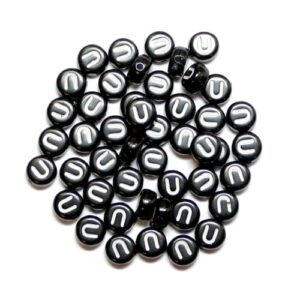 U letter beads black plastic 7×4 mm