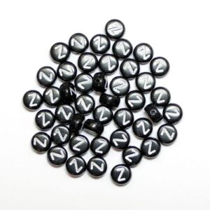Z letter beads black plastic 7×4 mm