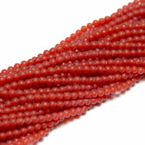 Boule d’agate rouge mat 2 & 3 mm, 1 fil