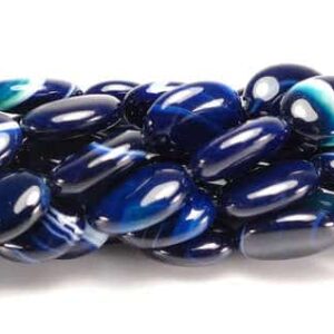 Bandachat ovale Perlen blau 13 x 18 mm, 1 Strang