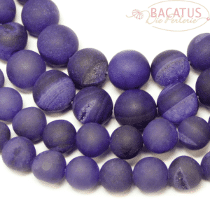 Boule d’agate mate drusen violet 6-12 mm, 1 fil