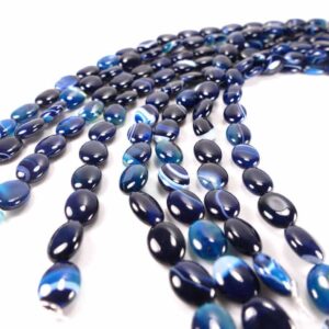 Bandachat ovale Perlen blau 13 x 18 mm, 1 Strang