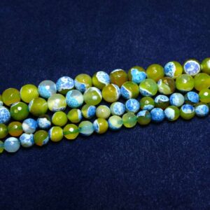 Agate plain round faceted blue green 10 – 12 mm, 1 strand