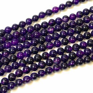 Agate plain round glossy purple 12mm, 1 strand
