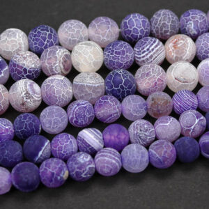 Agate plain round matt cracked purple 4-12 mm, 1 strand