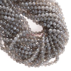 Agate AB shimmer faceted gray 6-10 mm, 1 strand