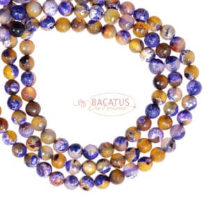 Agate plain round faceted purple yellow 10-12mm, 1 strand