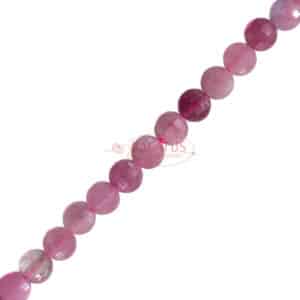 Tourmaline coins faceted pink approx. 4 mm, 1 strand