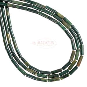 Africa jade tubes glossy green tones approx. 4x13mm, 1 strand