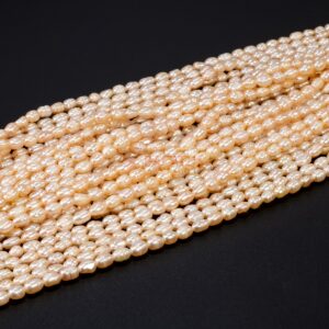 Freshwater pearls olive rose approx. 4 x 5 mm, 1 strand