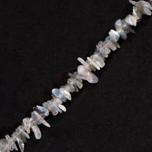 Labradorite sliver glitter blue shimmer ca. 6x20mm, 1 strand