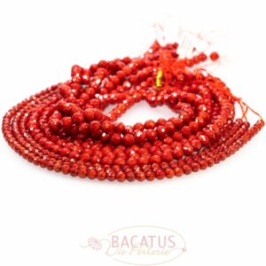 Foam coral faceted round red 3 – 8 mm, 1 strand