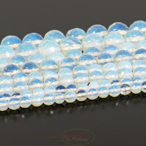 Boule d’opale blanche facettée 3-16 mm, 1 fil