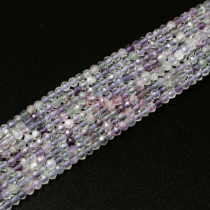 Boule en fluorite violette facette environ 3mm, 1 fil