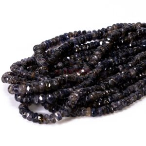 Iolite rondelle faceted brown purple free formed, 1 strand