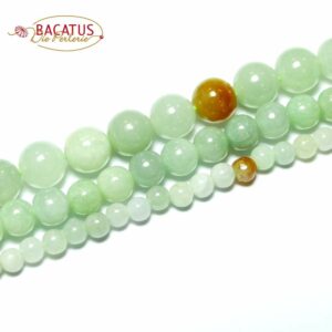 Jadeite plain round mint green white 4 – 8 mm, 1 strand