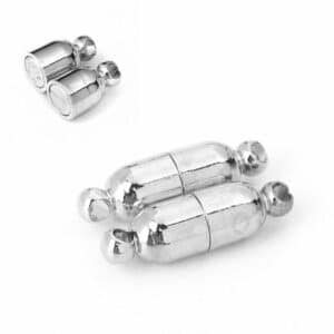 Magnetic clasp elongated oval 17x5mm metal, silver