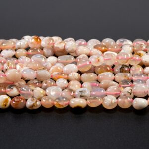 Pépites d’opale rose environ 4×8 mm, 1 fil