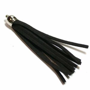 Velor tassel, black 80x8mm with a silver or gold-colored cap – silver