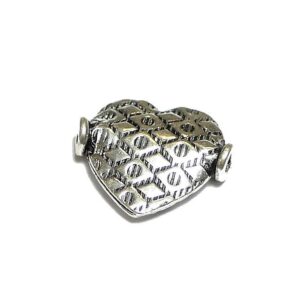 Heart with pattern 925 silver blackened Ø 16×14 mm