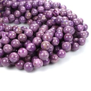Phosphosiderite plain round glossy purple 6-12mm, 1 strand