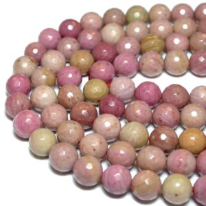 Rhodonite plain round faceted approx. 2-10mm, 1 strand