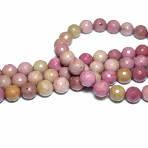 Rhodonite plain round faceted approx. 2-10mm, 1 strand