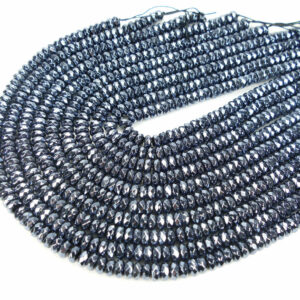 Agate rondelle faceted blue gray 5 x 8 mm, 1 strand
