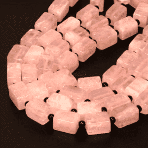 Rose quartz cuboid pink 10 x 15 mm, 1 strand
