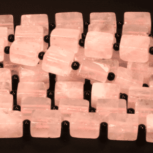 Rose quartz cuboid pink 10 x 15 mm, 1 strand