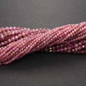 Ruby faceted round 2 & 3 mm, 1 strand